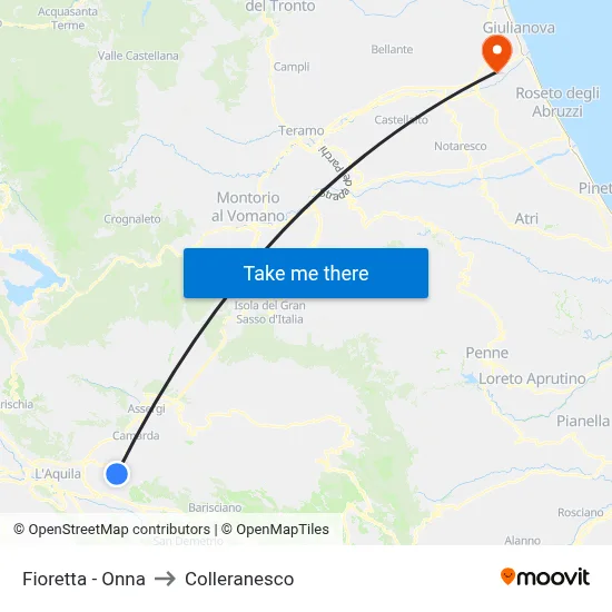 Fioretta - Onna to Colleranesco map