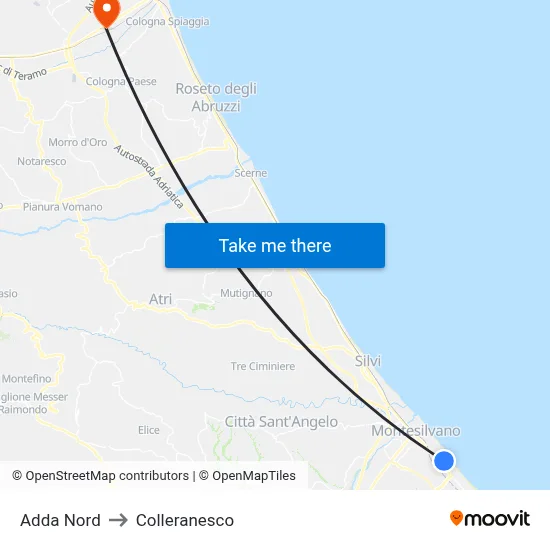 Adda North to Colleranesco map