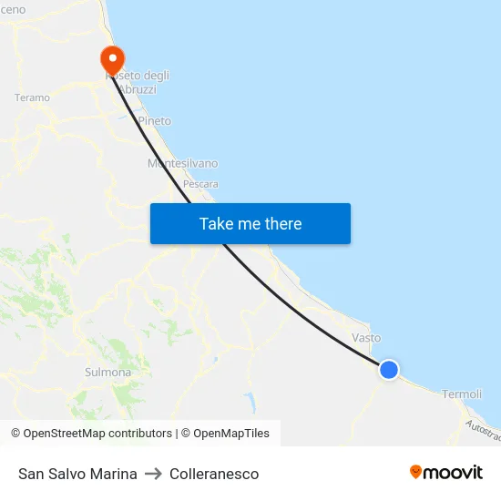 San Salvo Marina to Colleranesco map
