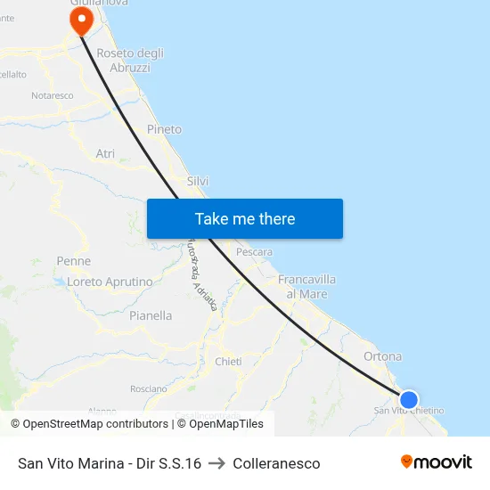 San Vito Marina - Dir S.S.16 to Colleranesco map