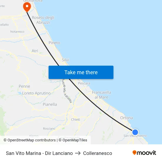 San Vito Marina - Dir Lanciano to Colleranesco map