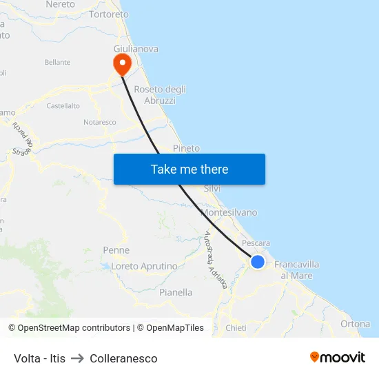 Volta - Itis to Colleranesco map