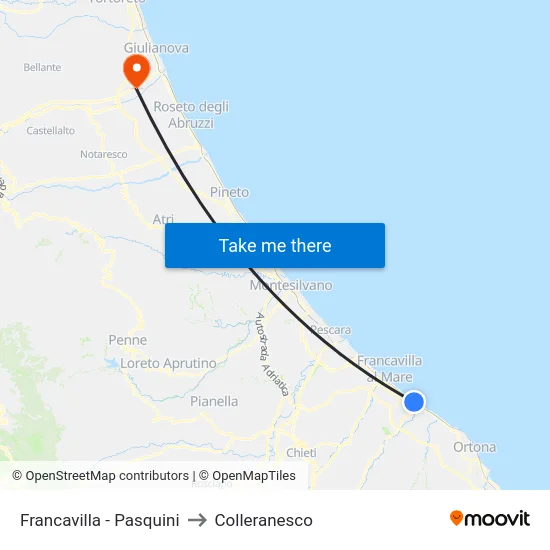 Francavilla - Pasquini to Colleranesco map