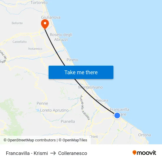 Francavilla - Krismi to Colleranesco map