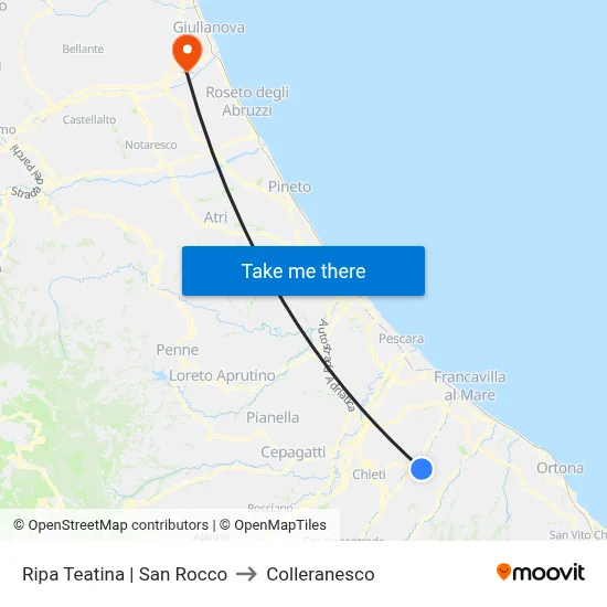 Ripa Teatina | San Rocco to Colleranesco map