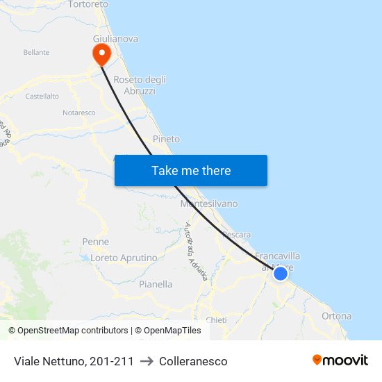 Viale Nettuno, 201-211 to Colleranesco map
