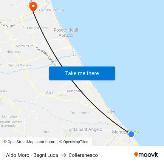 Aldo Moro - Bagni Luca to Colleranesco map