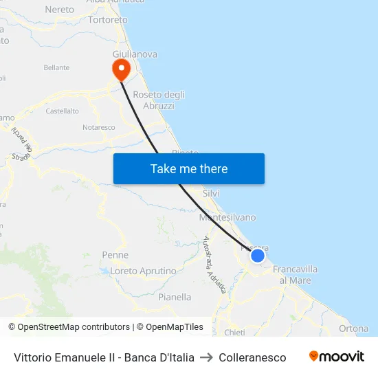 Vittorio Emanuele II - Banca D'Italia to Colleranesco map