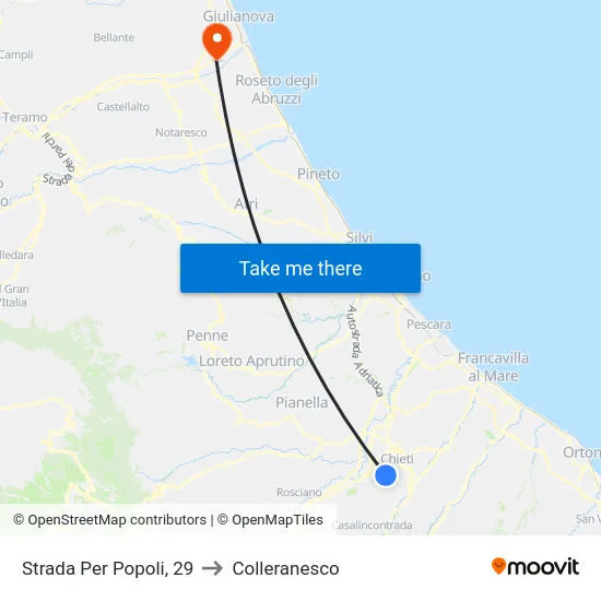 Fasoli to Colleranesco map