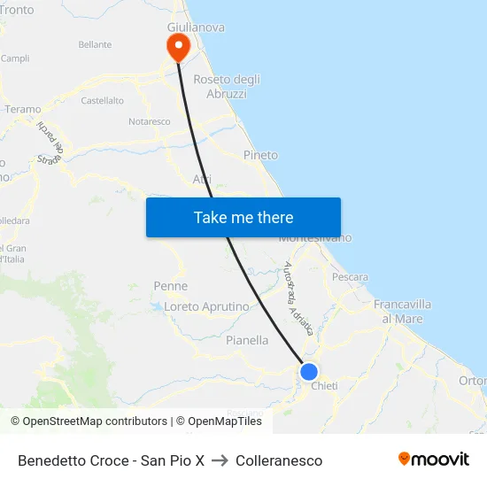 Benedetto Croce - San Pio X to Colleranesco map