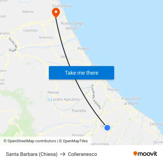 Santa Barbara (Chiesa) to Colleranesco map