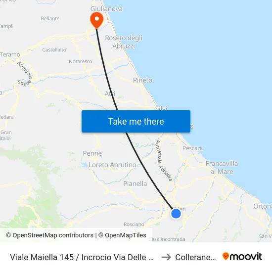 Viale Maiella 145 / Incrocio Via Delle Fornaci to Colleranesco map