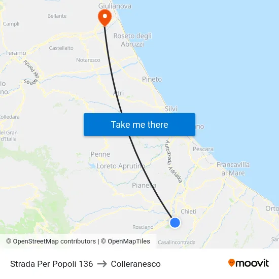Strada Per Popoli 136 to Colleranesco map