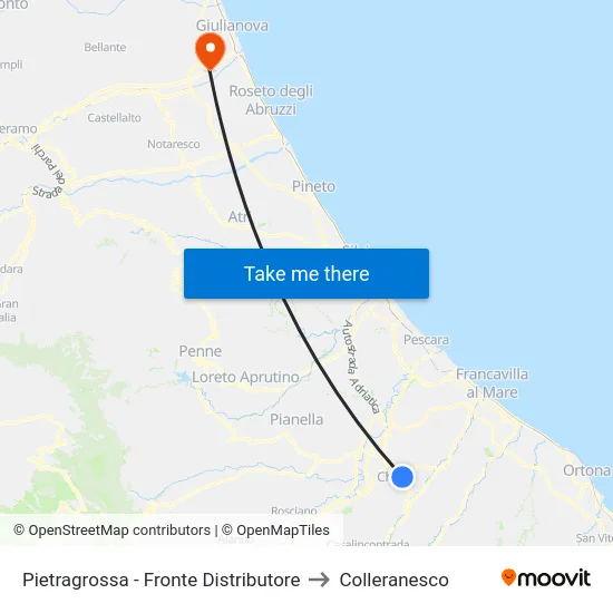 Pietragrossa - Fronte Distributore to Colleranesco map