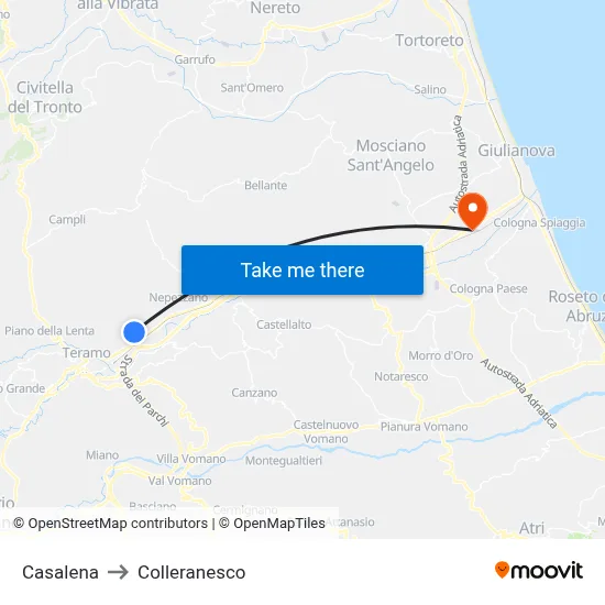 Casalena to Colleranesco map