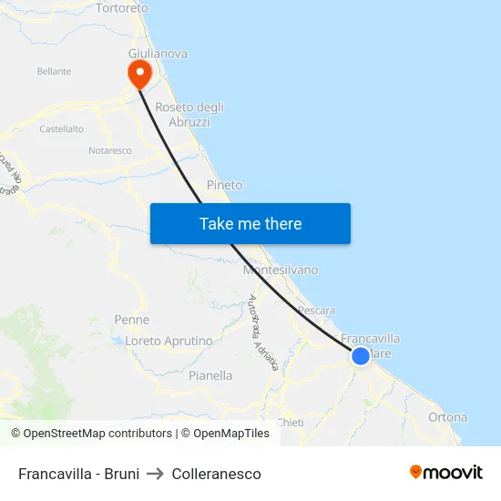 Francavilla - Bruni to Colleranesco map