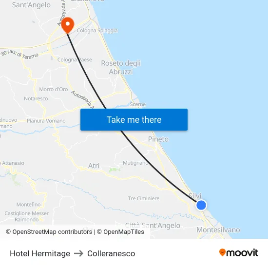 Hotel Hermitage to Colleranesco map