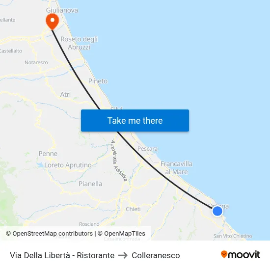 Via Della Libertà - Ristorante to Colleranesco map