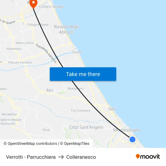 Verrotti - Parrucchiera to Colleranesco map