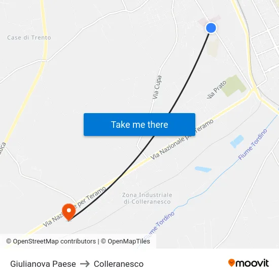 Giulianova Paese to Colleranesco map