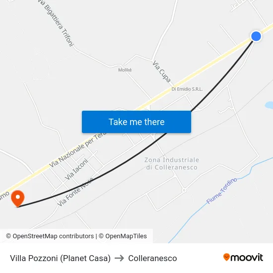 Villa Pozzoni (Planet Casa) to Colleranesco map