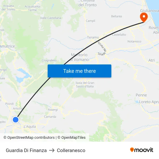 Guardia Di Finanza to Colleranesco map