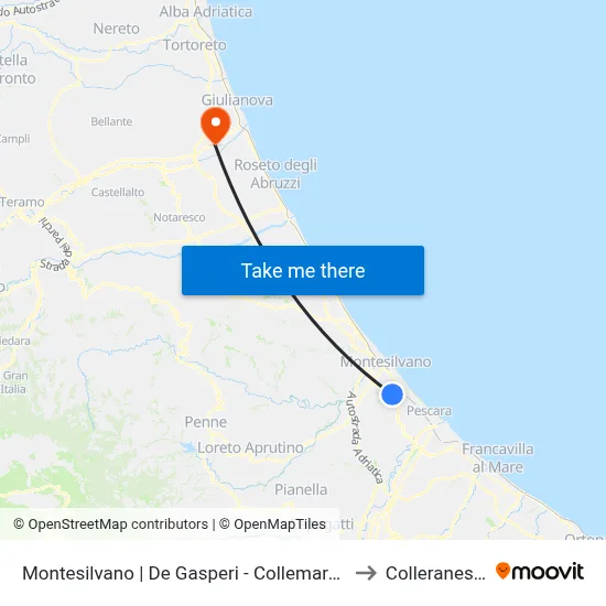 Montesilvano | De Gasperi - Collemare Est to Colleranesco map