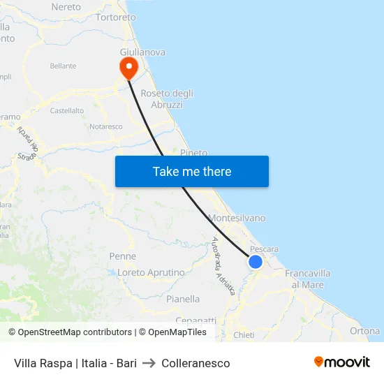 Villa Raspa | Italia - Bari to Colleranesco map
