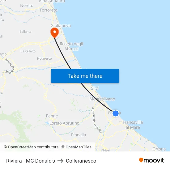 Riviera - McDonald's to Colleranesco map
