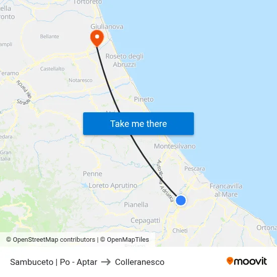 Sambuceto | Po - Aptar to Colleranesco map