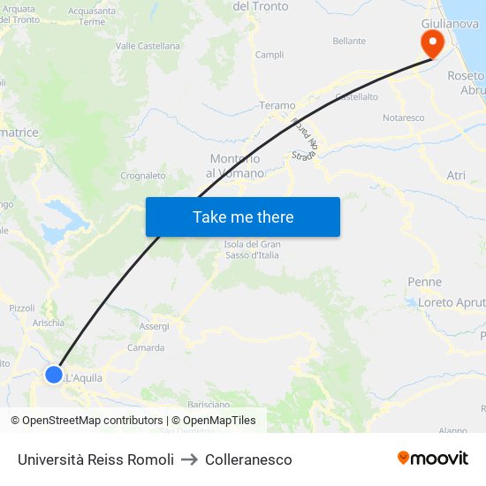 Università Reiss Romoli to Colleranesco map