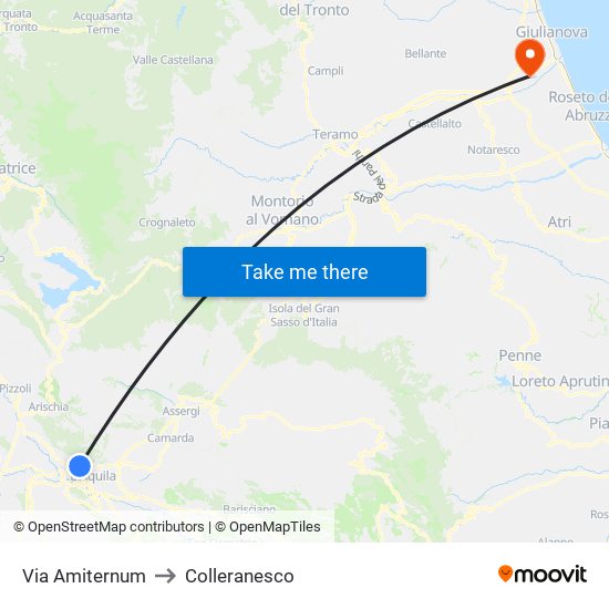 Via Amiternum to Colleranesco map
