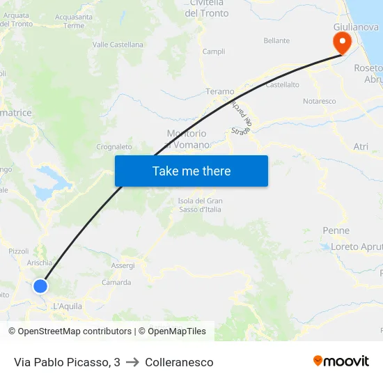 Via Pablo Picasso, 3 to Colleranesco map