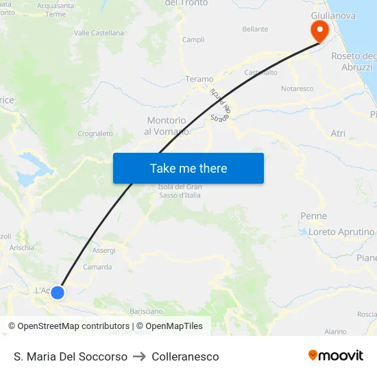 S. Maria Del Soccorso to Colleranesco map