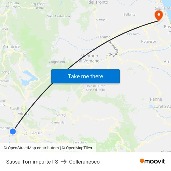 Sassa-Tornimparte FS to Colleranesco map