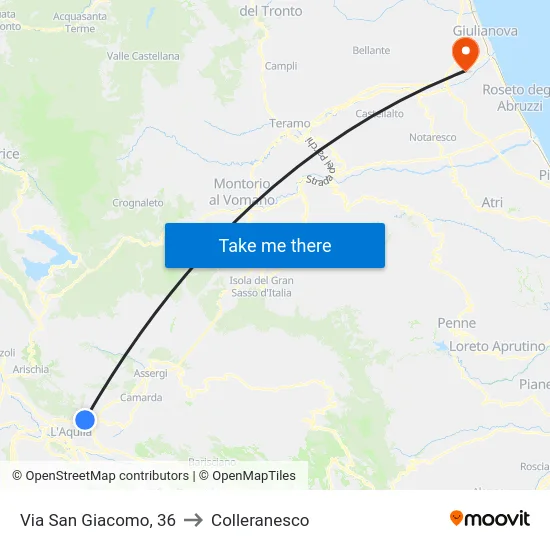 Via San Giacomo, 36 to Colleranesco map