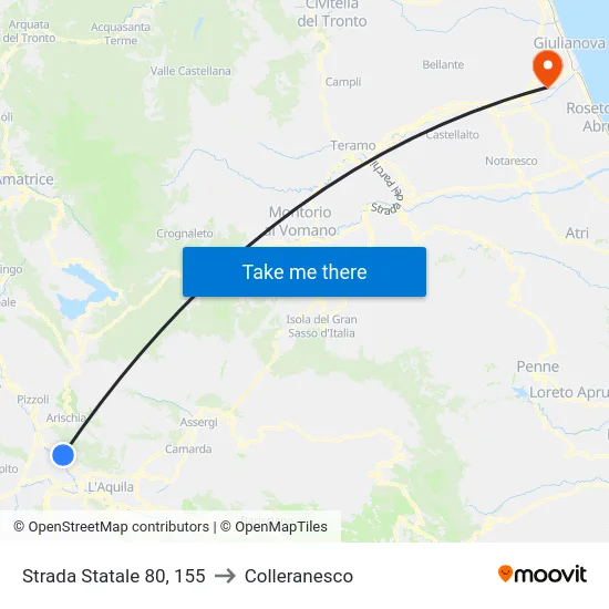 Strada Statale 80, 155 to Colleranesco map