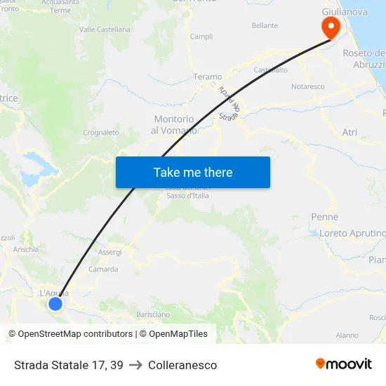 Strada Statale 17, 39 to Colleranesco map