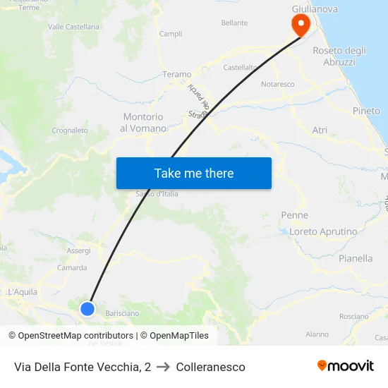 Picenze Chiesa to Colleranesco map