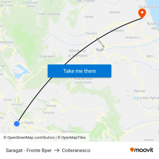 Saragat - Opposite Bper to Colleranesco map