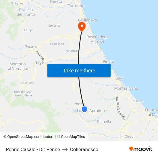 Penne Casale - Dir Penne to Colleranesco map