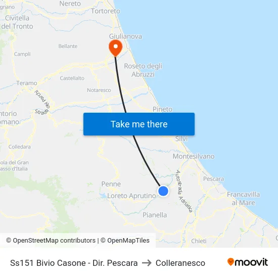 Ss151 Bivio Casone - Dir. Pescara to Colleranesco map