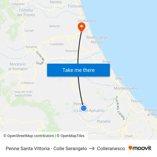Penne Santa Vittoria - Colle Serangelo to Colleranesco map