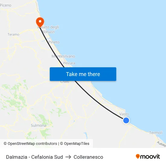 Dalmatia - South Cefalonia to Colleranesco map