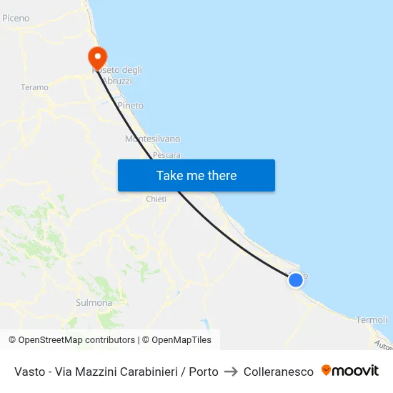Vasto - Mazzini Street Carabinieri / Port to Colleranesco map