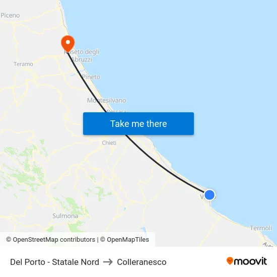 Del Porto - Statale Nord to Colleranesco map