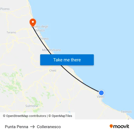 Punta Penna to Colleranesco map
