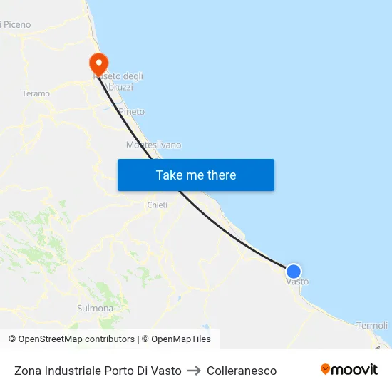 Vasto Port Industrial Zone to Colleranesco map