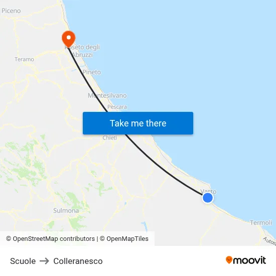Schools to Colleranesco map