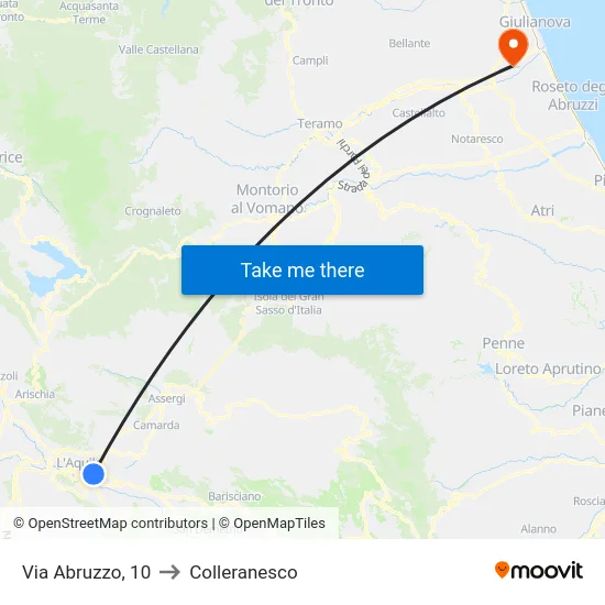 Via Abruzzo, 10 to Colleranesco map